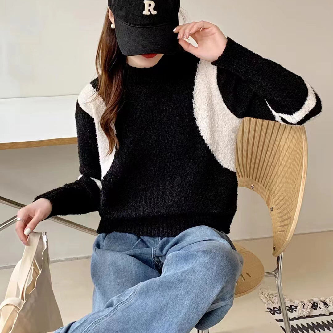 Sweater woman with high collar and contrasting sleeves Lune London
