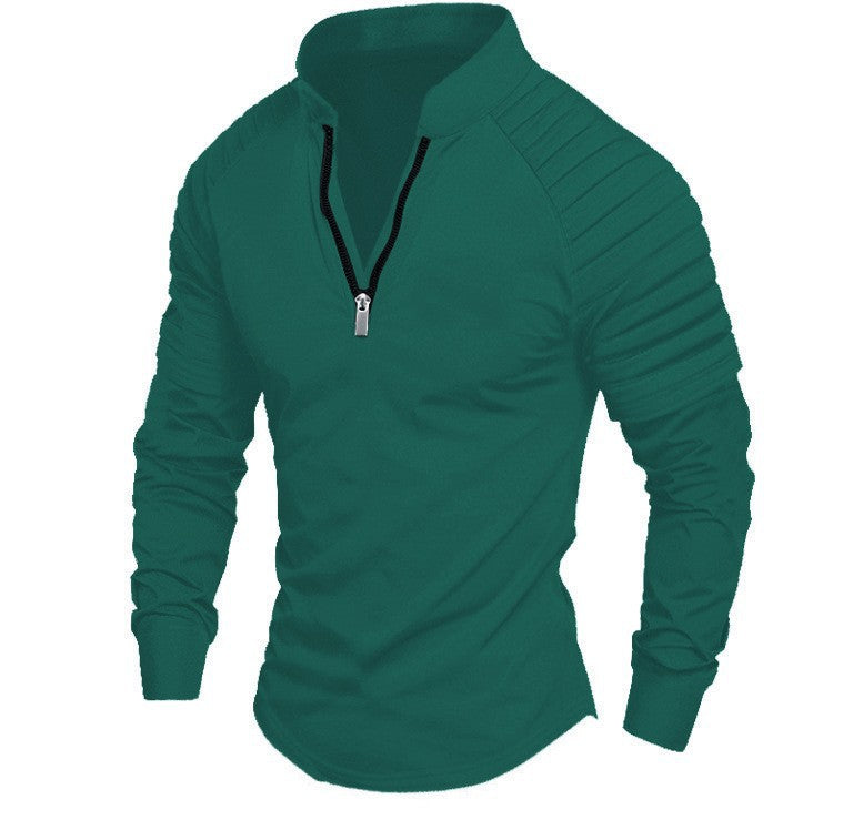 Men's long sleeve sports T-shirt with high collar and zipper Lune London