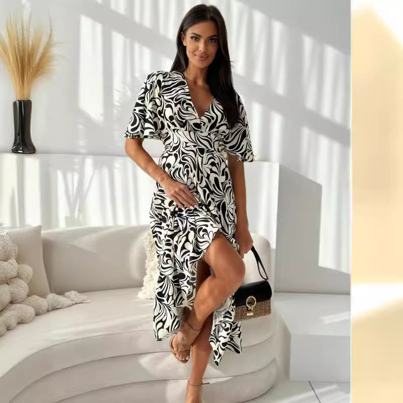 Ladies Maxi Wrap Dress Fluid Lune London