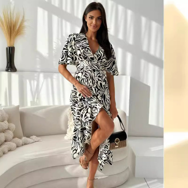 Ladies Maxi Wrap Dress Fluid Lune London