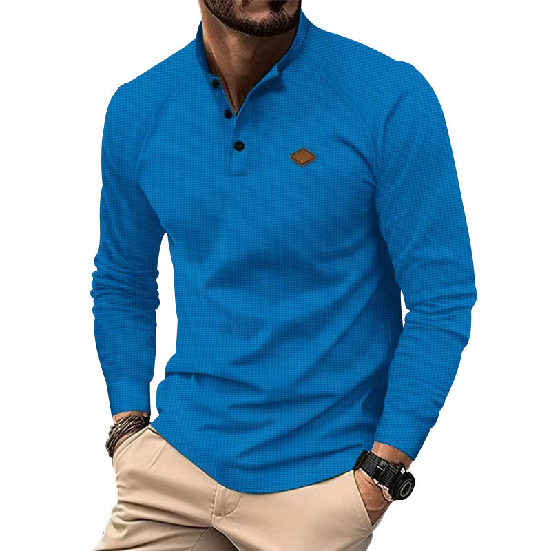 Men's long sleeve Henley shirt with textured surface and trendy button details Lune London