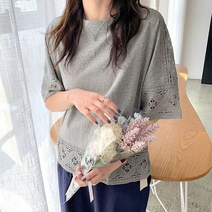 Women Elegant Top with Lace Sleeves Lune London