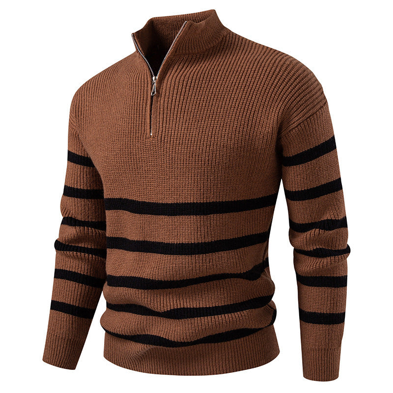 Trendy turtleneck sweater for men with textured design and half zip Lune London