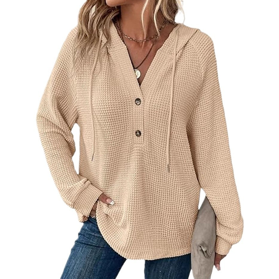 Ladies hooded sweatshirt in waffle texture Lune London