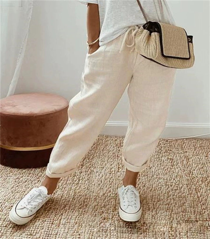 Casual and comfortable chino pants for women with elastic waistband Lune London