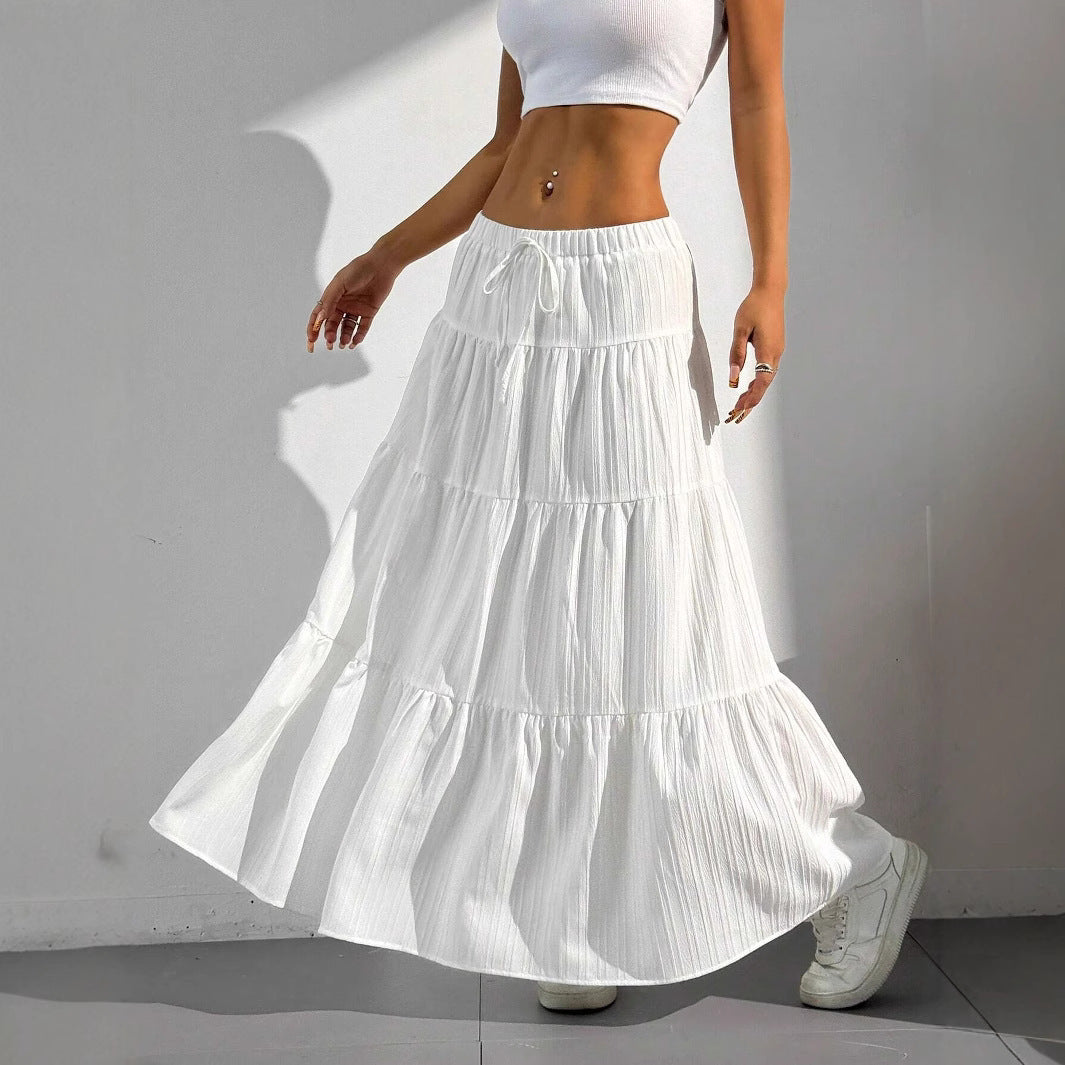 Maxi skirt for women with voluminous ruffles and side slit details Lune London