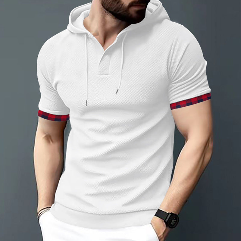 Men's short sleeve shirt with hood and modern accents Chic and style