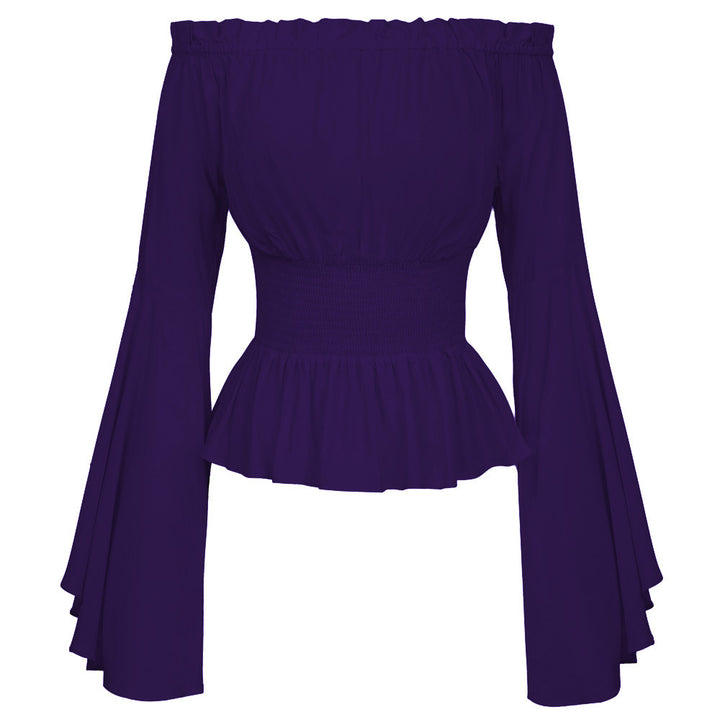 Off-the-shoulder top for women with elegant bell sleeves and an elastic waist Lune London