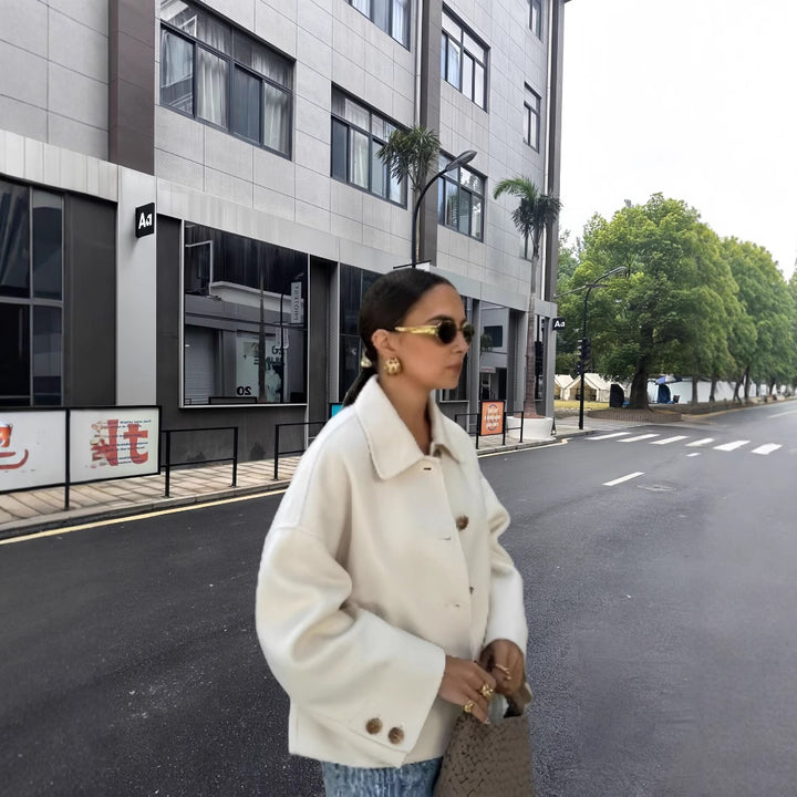 Fashionable short jacket for ladies with elegant button details Lune London