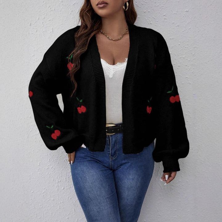 Ladies Large Cardigan with playful cherry pattern Lune London