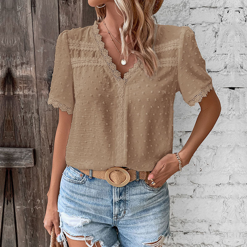 Elegant Women's Short Sleeve Blouse Lune London