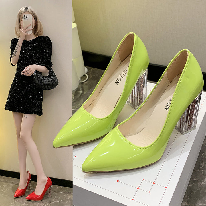 Ladies Elegant High Heels with Chic Transparent Block Heel and Style