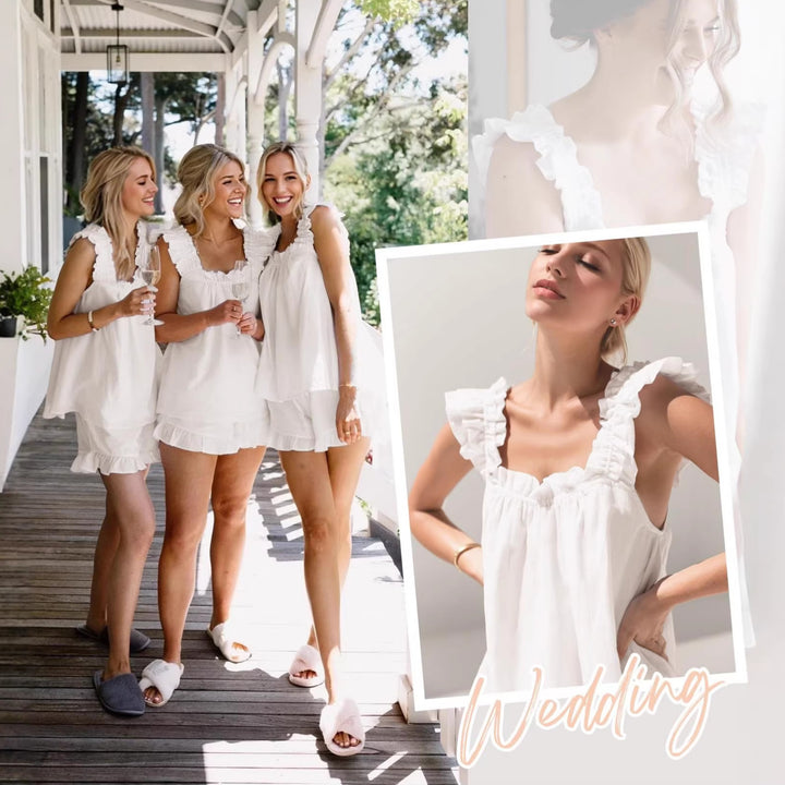 Ladies leisure set with ruffles and elastic waistband Lune London