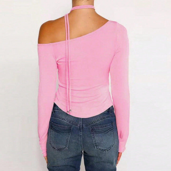 Top femme à manches longues avec coupe asymétrique et ceinture stylée Chic & Stil