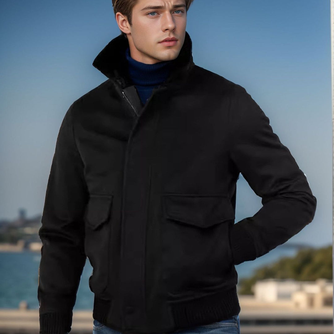 Elegant transitional jacket for men with a soft collar and practical side pockets Lune London