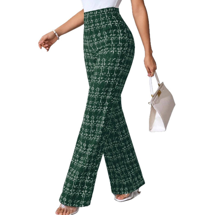 High-waisted Palazzo pants for women with textured plaid pattern Lune London