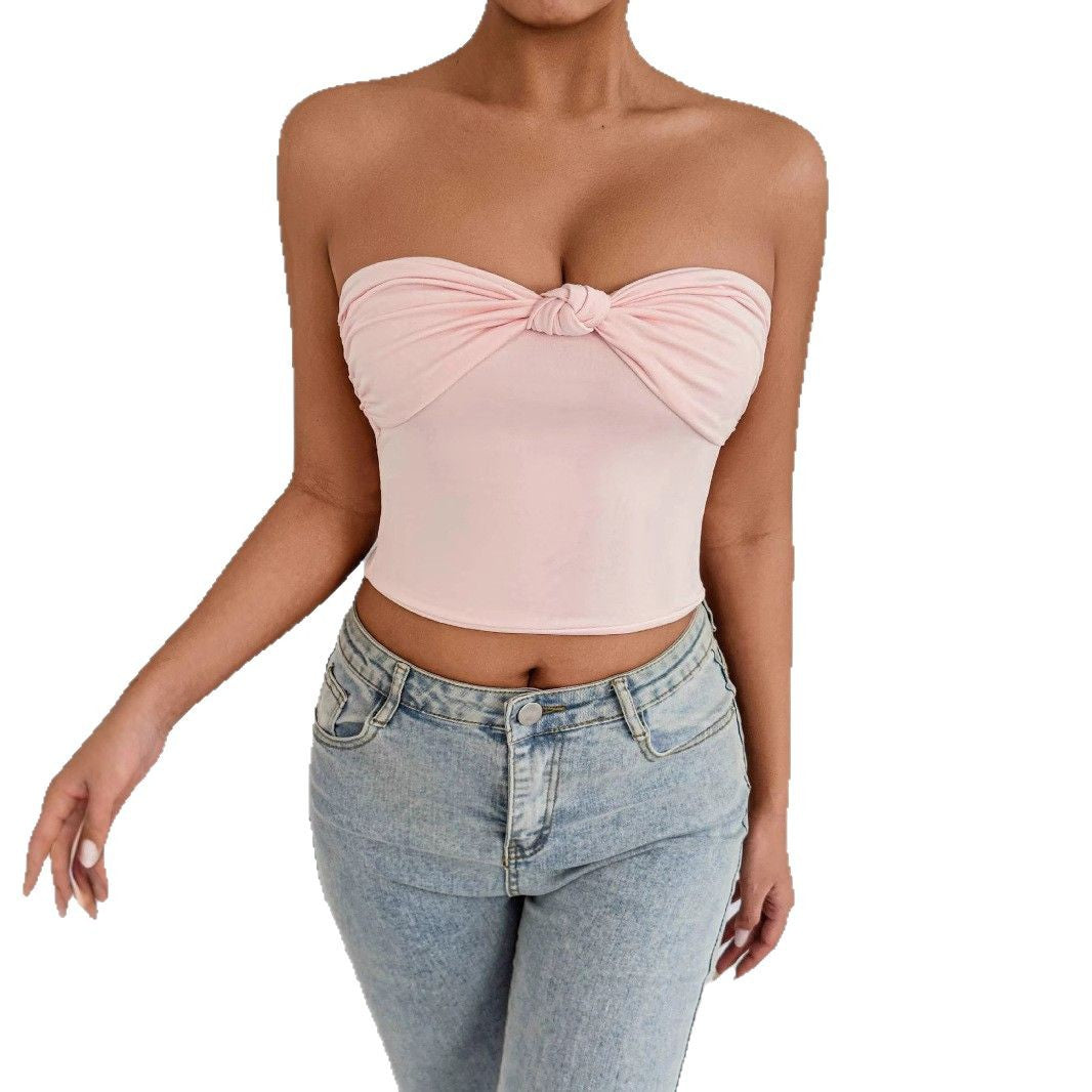 Women's Bandeau Crop Top with Knot Design Lune London