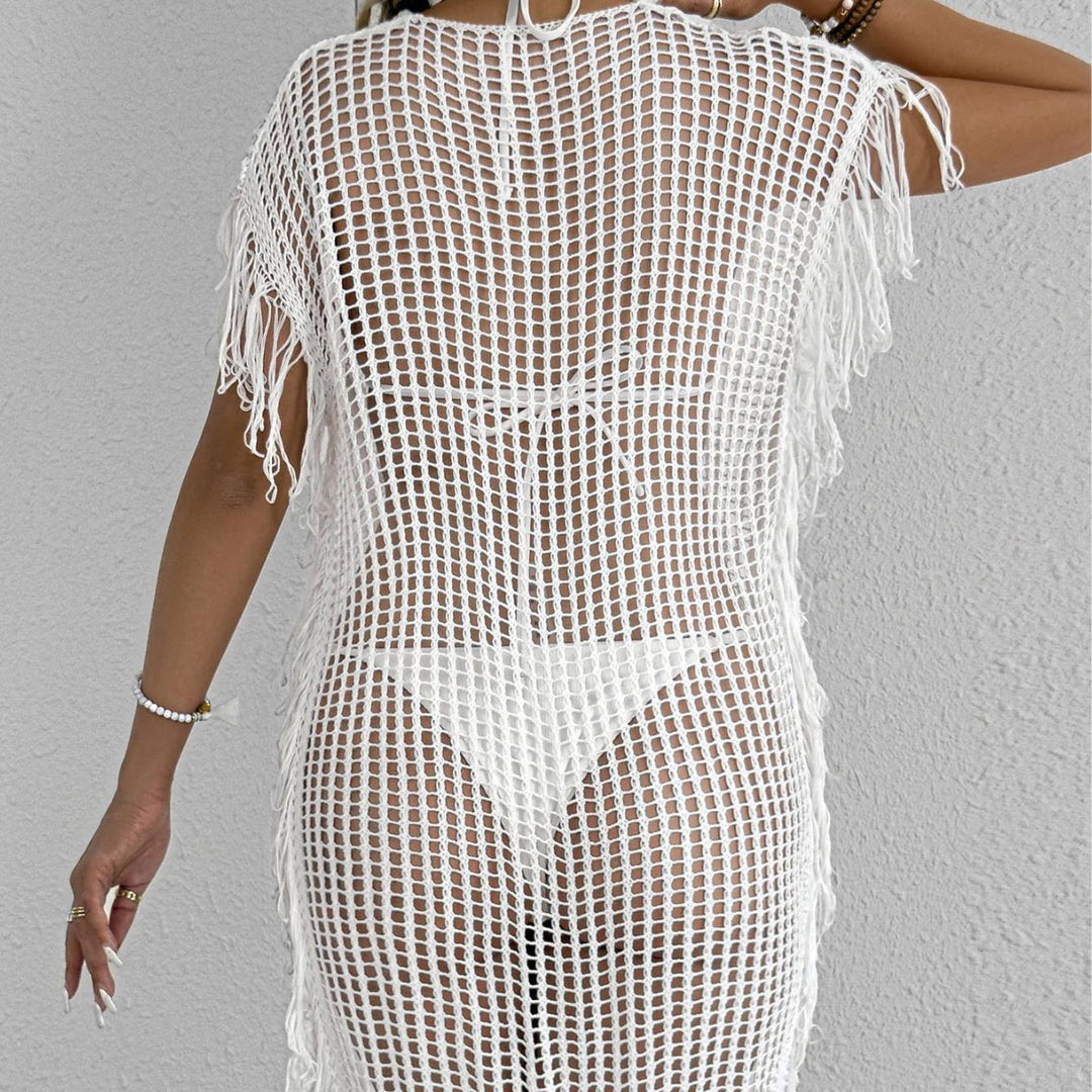 Ladies Fringe Crochet Swimwear Cover-Up Lune London