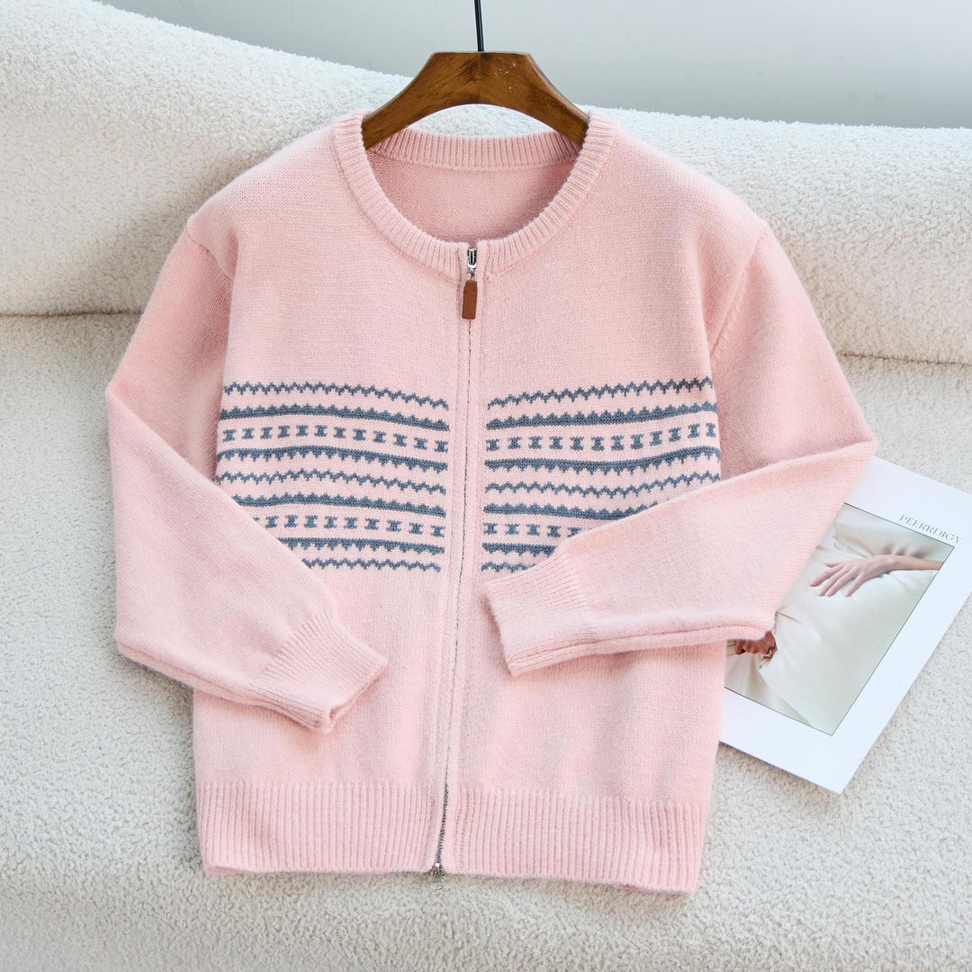 Cardigan femme avec fermeture éclair élégante et motif graphique Chic & Stil