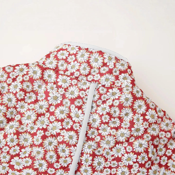 Women Floral Pattern Jacket with Practical Pockets and Elegant Collar Lune London