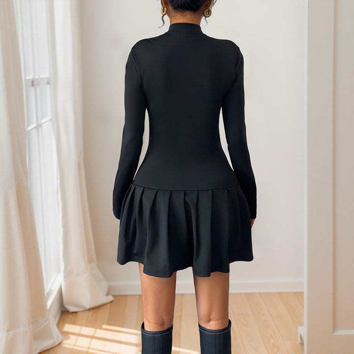 Robe enveloppante à la mode pour femmes avec col montant élégant et détails de boutons décoratifs Chic & Stil