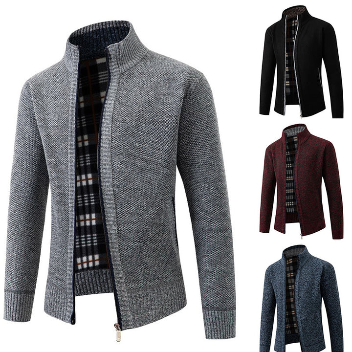 Men's knit jacket with textured design and high collar Lune London