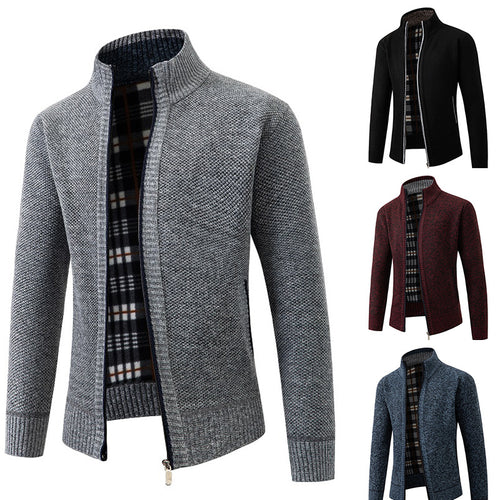 Men's knit jacket with textured design and high collar Lune London