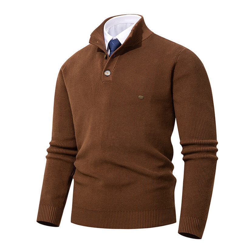 Knit sweater for men with button details and modern high collar Lune London