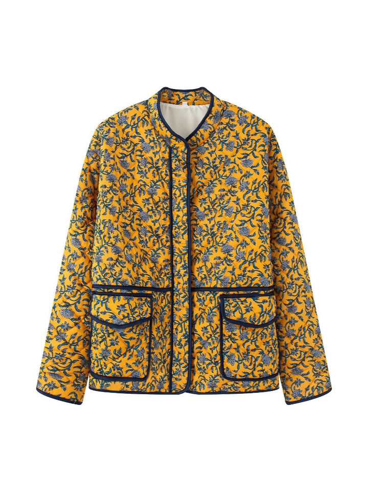 Flower quilted jacket for women with practical pockets Lune London