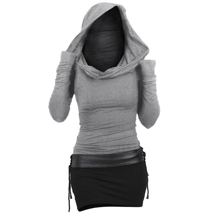 Hoodie dress for women with wrap collar and fitted cut Lune London
