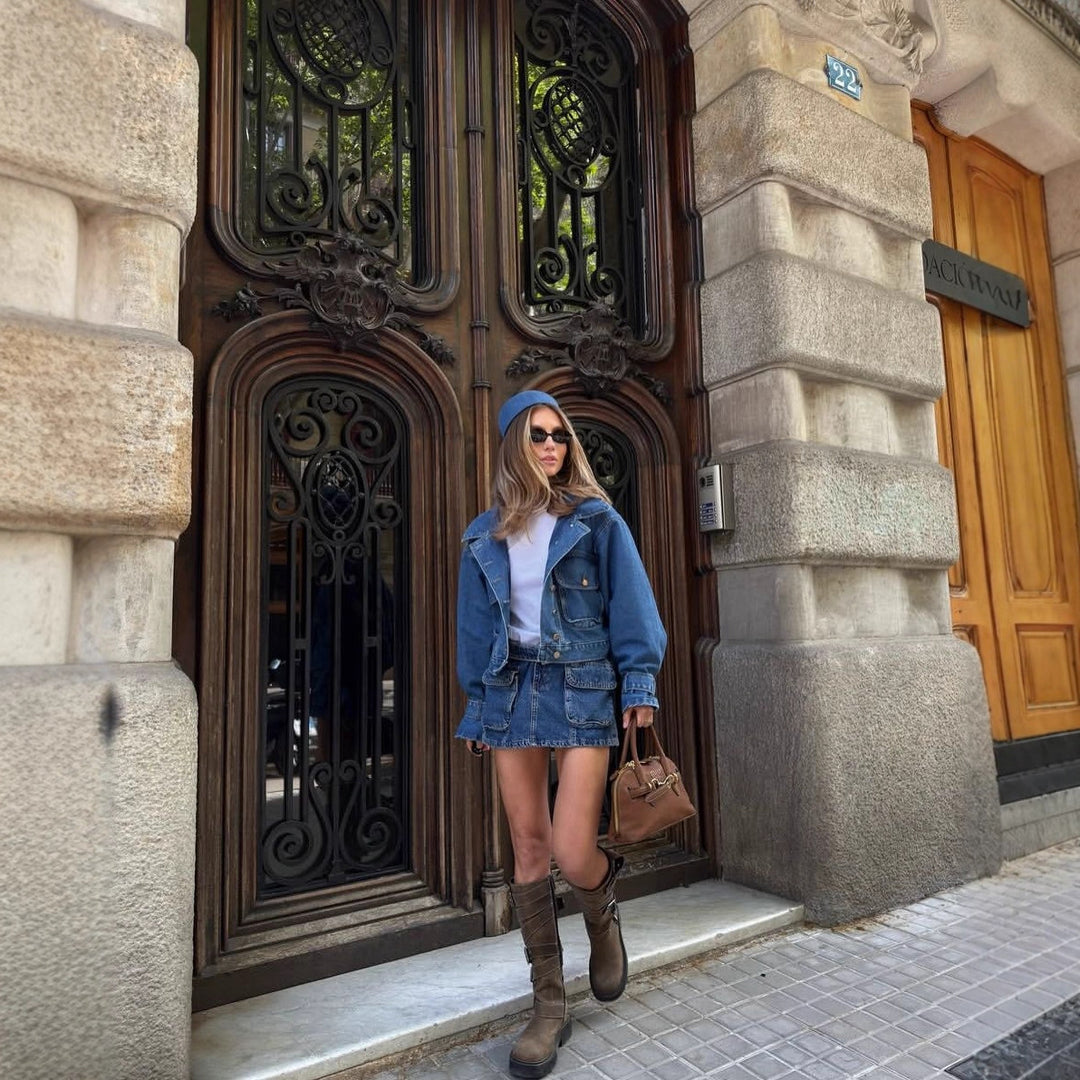 Veste en jean surdimensionnée pour femmes avec des détails artistiques Chic & Stil