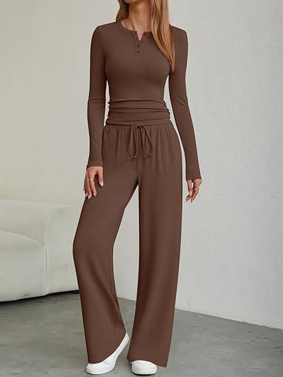 Ladies Long Sleeve Lounge Set with Adjustable Waist Drawstring Lune London