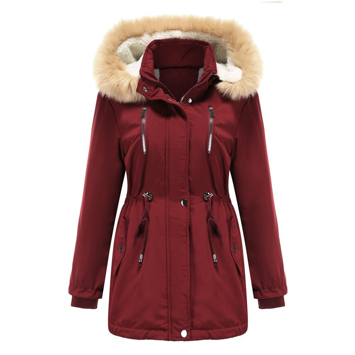 Ladies insulated winter jacket with removable faux fur collar Lune London