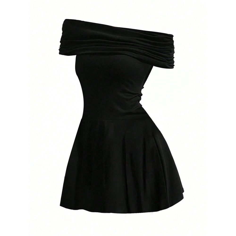 Robe Mini Femme Sans Épaules avec Détail Élégant en Enveloppement Chic & Stil