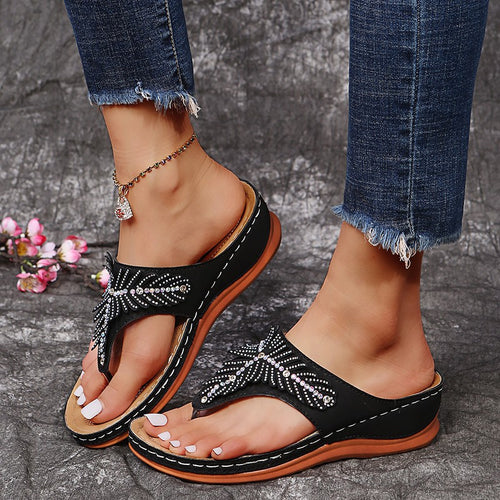 Trendy women's flip-flops with sparkling embellishments Lune London