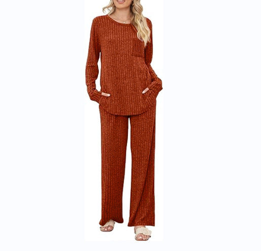 Casual lounge set for women with long sleeve top and wide leg pants Lune London