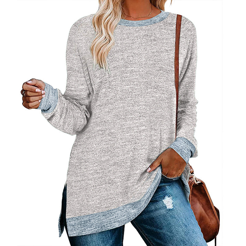 Casual oversized long sleeve t-shirt for women with contrast hem Lune London