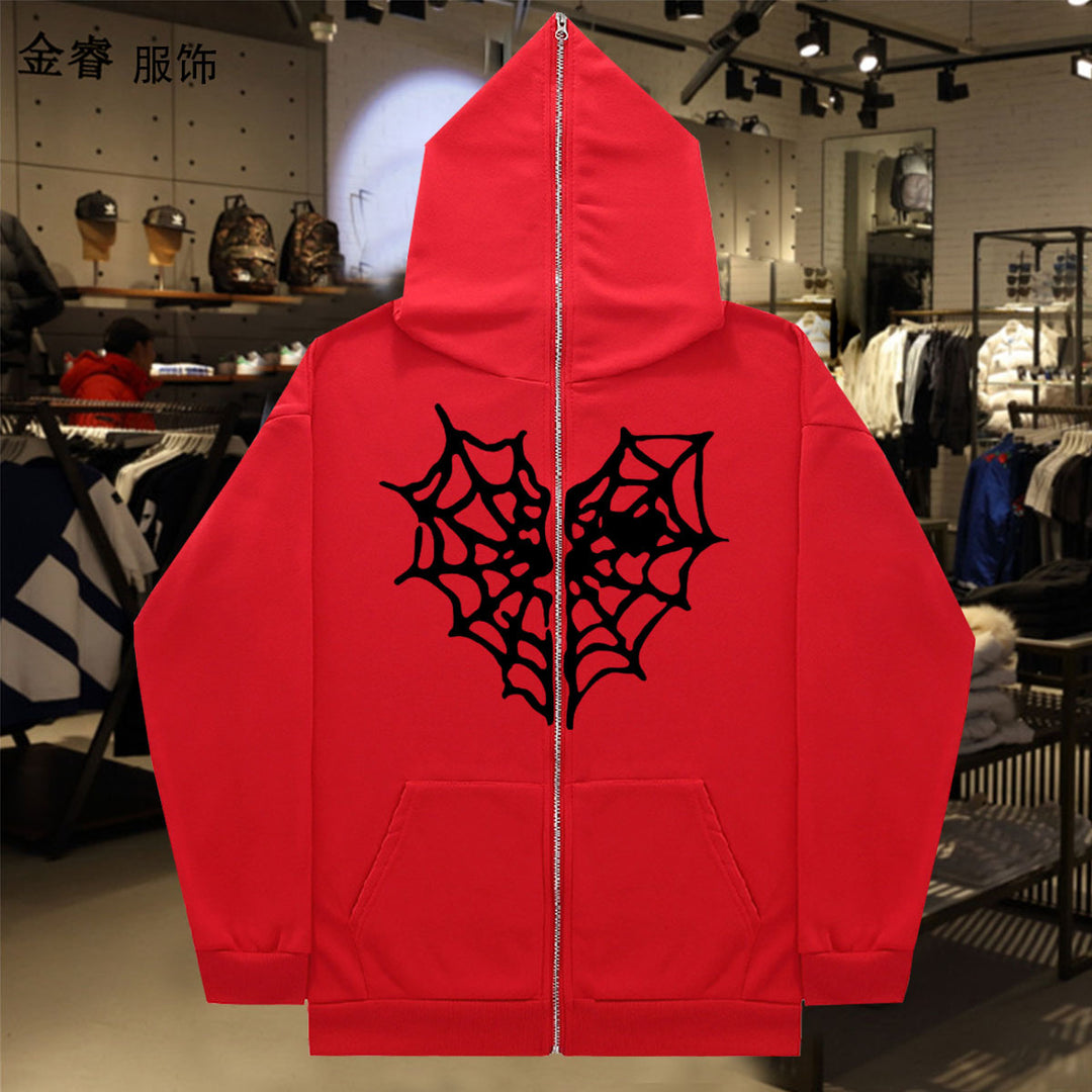 Lady Hoodie with a striking spider web design Lune London