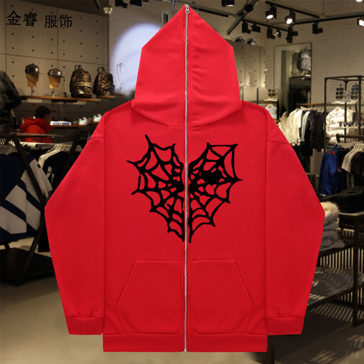 Lady Hoodie with a striking spider web design Lune London