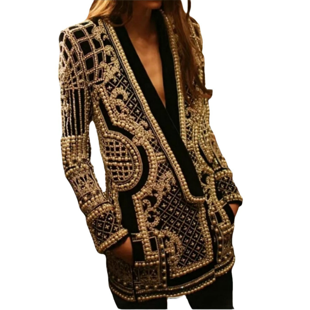 Women Elegant knitted cardigan with sparkling bead trim Lune London