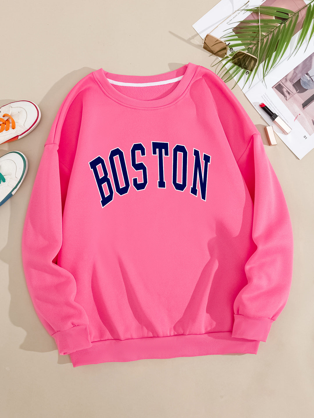 Women casual sweatshirt with Boston print Chic & Stil