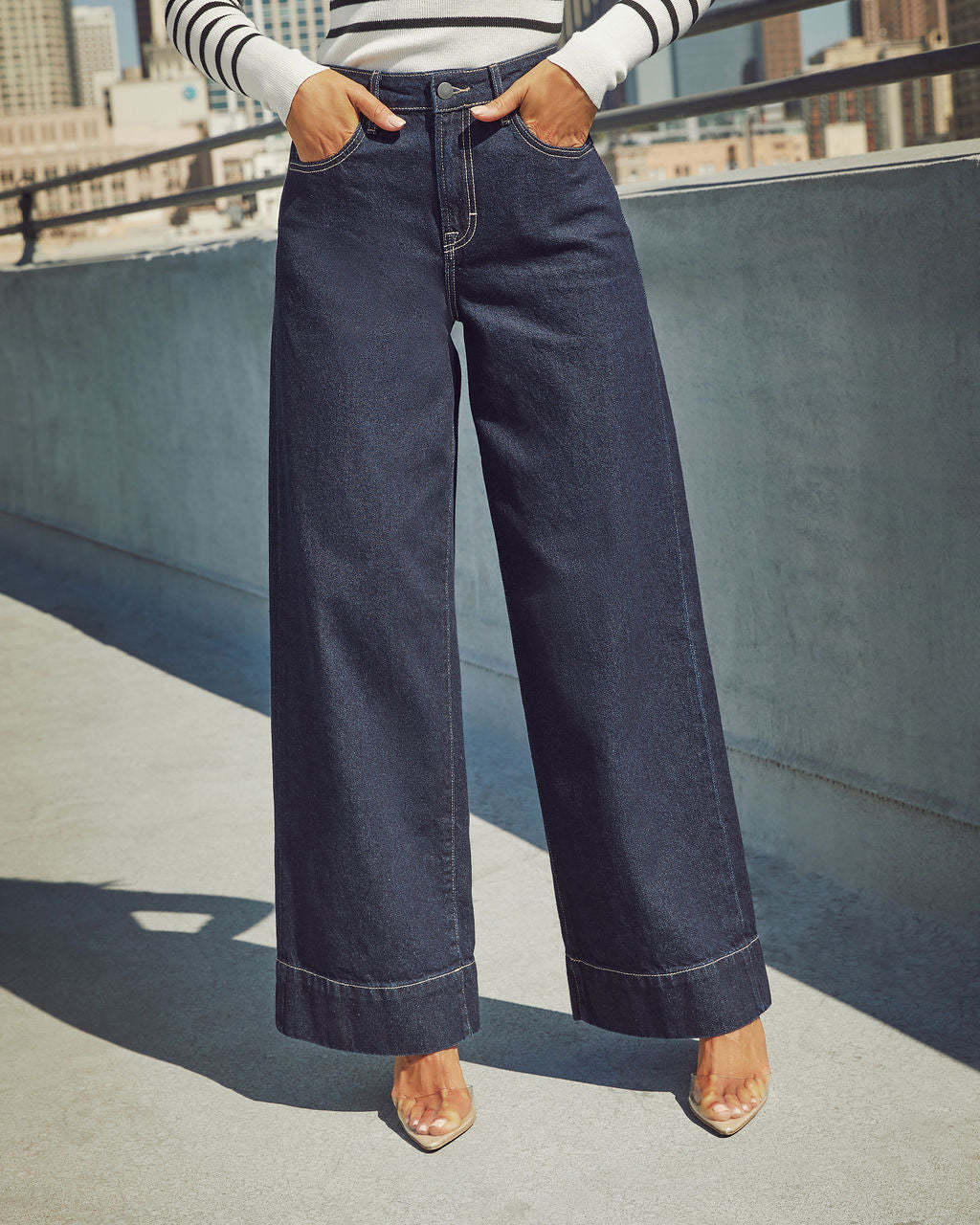 Lune London | Women's wide-cut jeans with high waist and elegant seam