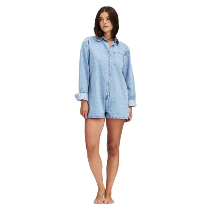 Women's Jeans Overall with Short Sleeves and Practical Pockets Lune London