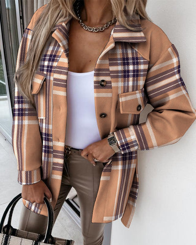 Oversized plaid jacket for women with pockets Lune London