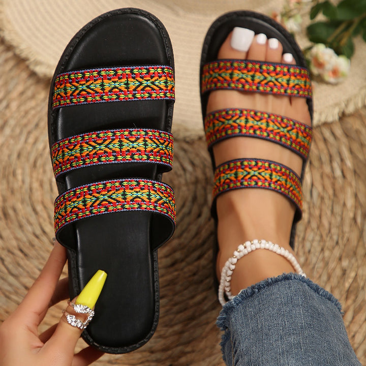 Ladies Comfortable Summer Sandals with Colorful Braided Straps Lune London