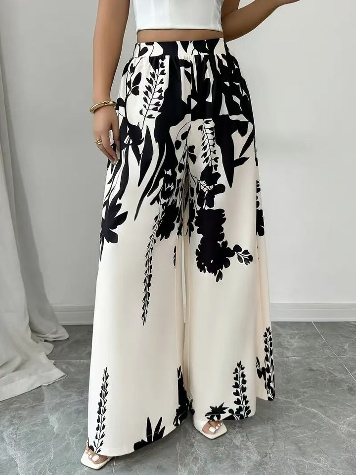 Palazzo pants for women with floral pattern and elastic waist Chic und Stil