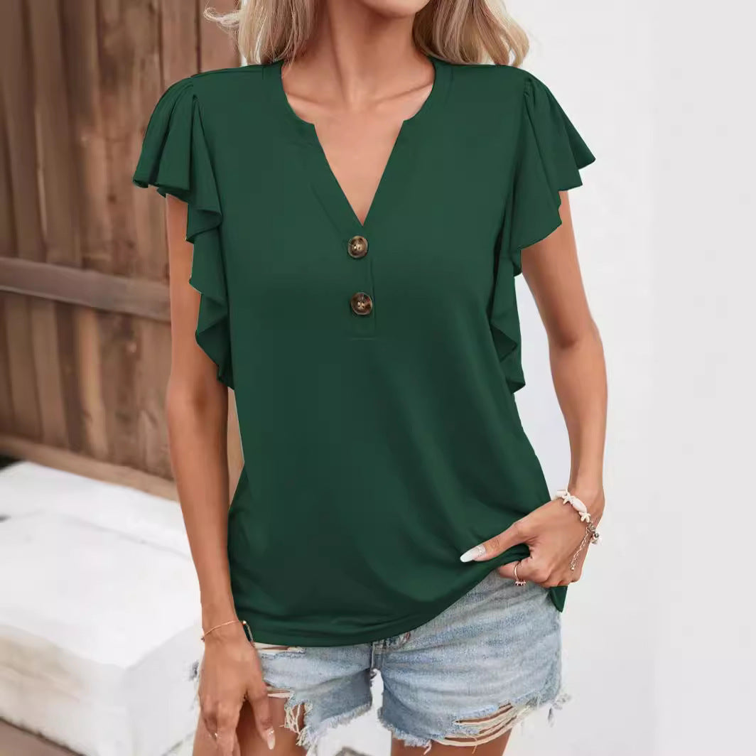 Blouse for women with ruffle details and button closure Lune London