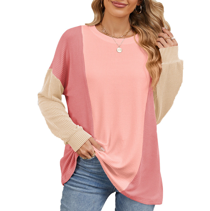 Oversized sweater for women with textured ribbed design and modern blocked color accents Lune London