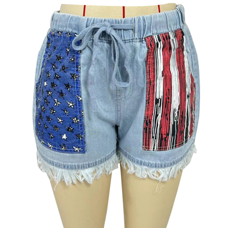 Women's denim shorts with creative pockets Lune London