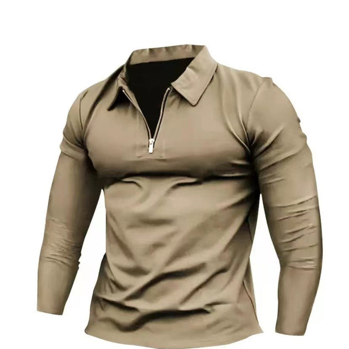 Functional T-shirt for men with high collar and half-zip Lune London